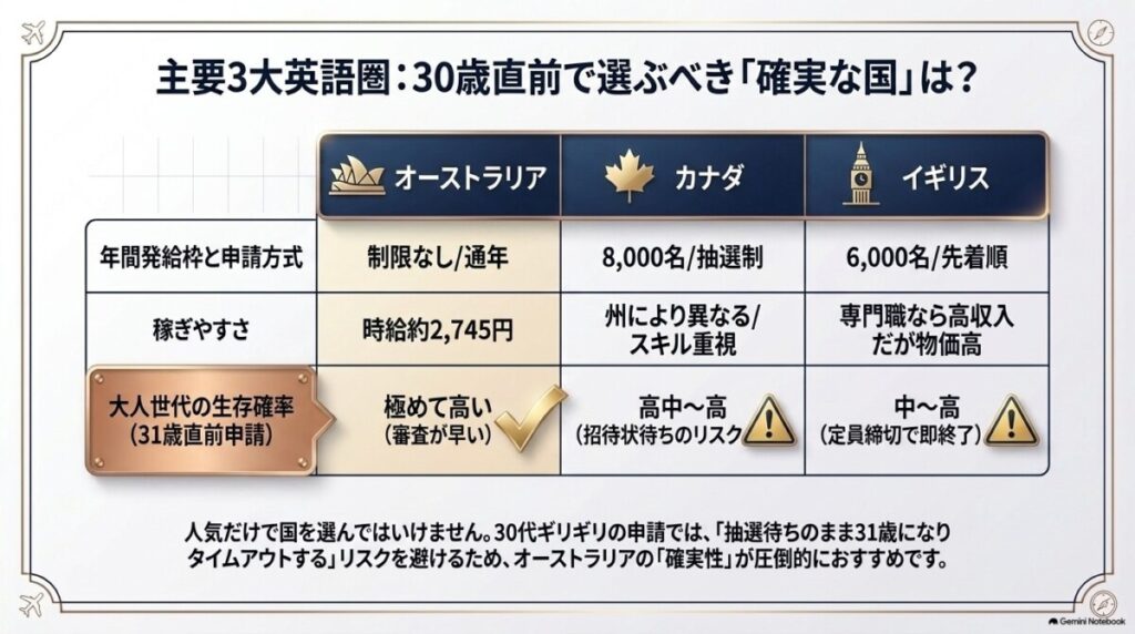 【国別】ワーキングホリデー年齢制限一覧表！人気3大国 vs その他28ヶ国