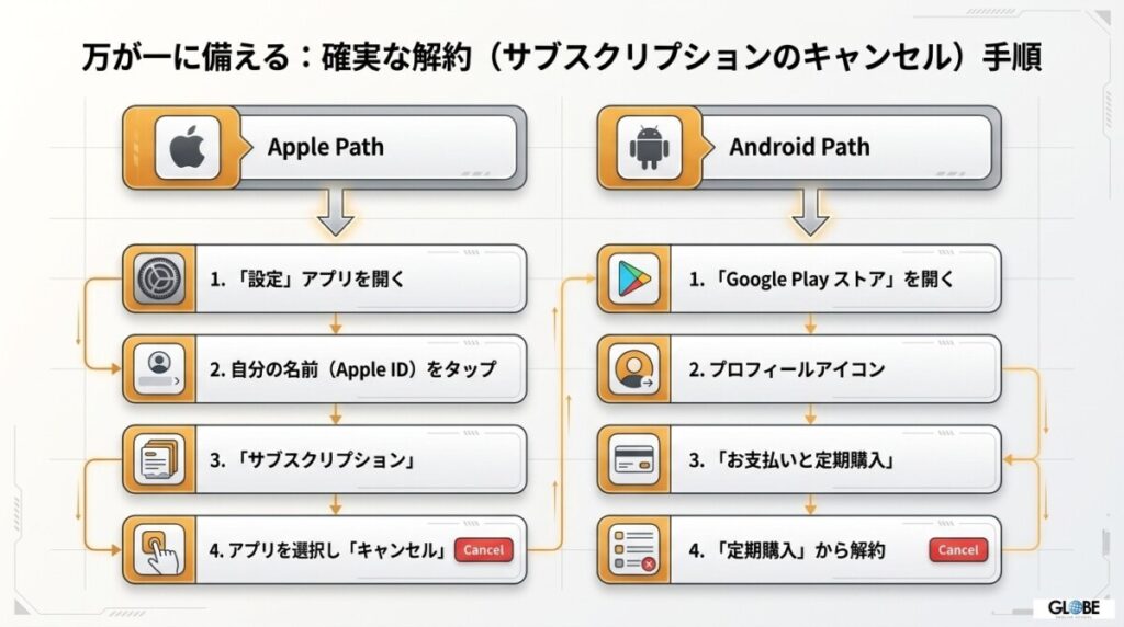 【OS別】確実な解約(サブスクリプションのキャンセル)手順
