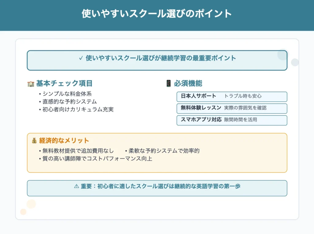 使いやすいスクールを選ぶポイント